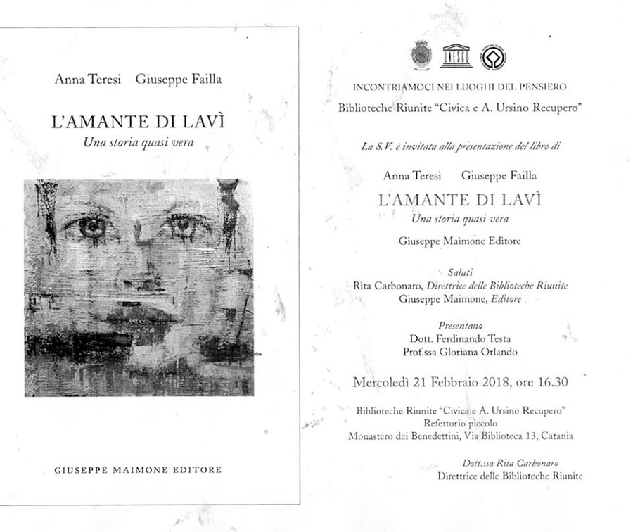 Presentazione del libro, L'amante di Lavì, catania, febbraio 2018